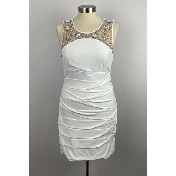 Jodi Kristopher Large White Beaded Shift Dress - Picture 4 of 13